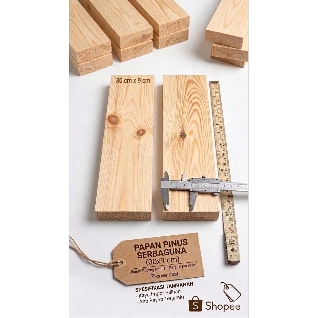 Kayu Jati Belanda Finishing Halus | Ukuran Presisi 30x9 cm Siap Pakai