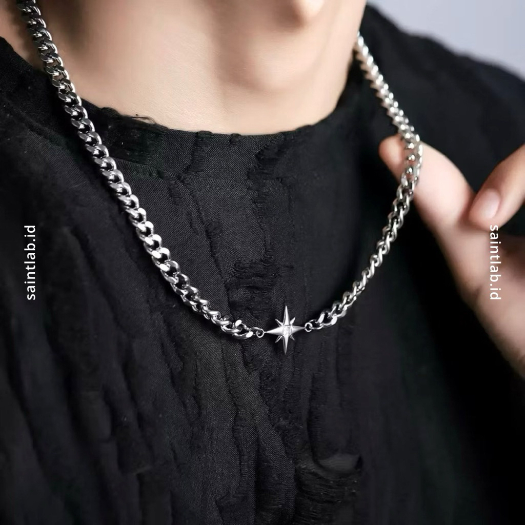 SAINTLAB.ID Asteria Necklace - Kalung Pria Titanium Steel Premium Anti Karat