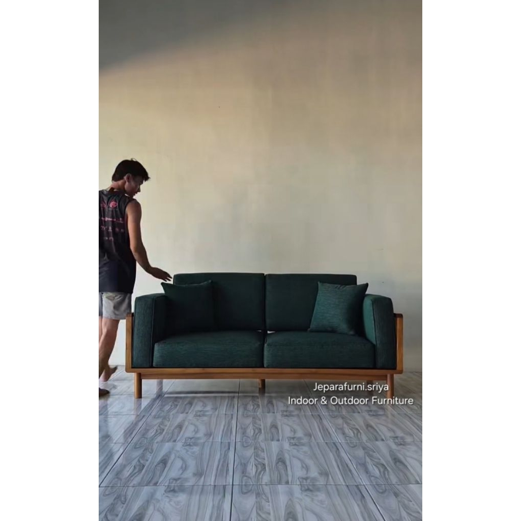Sofa 3 seater jati Jepara I Sofa Jati Kombinasi Rotan I Sofa Jati I Sofa Rotan