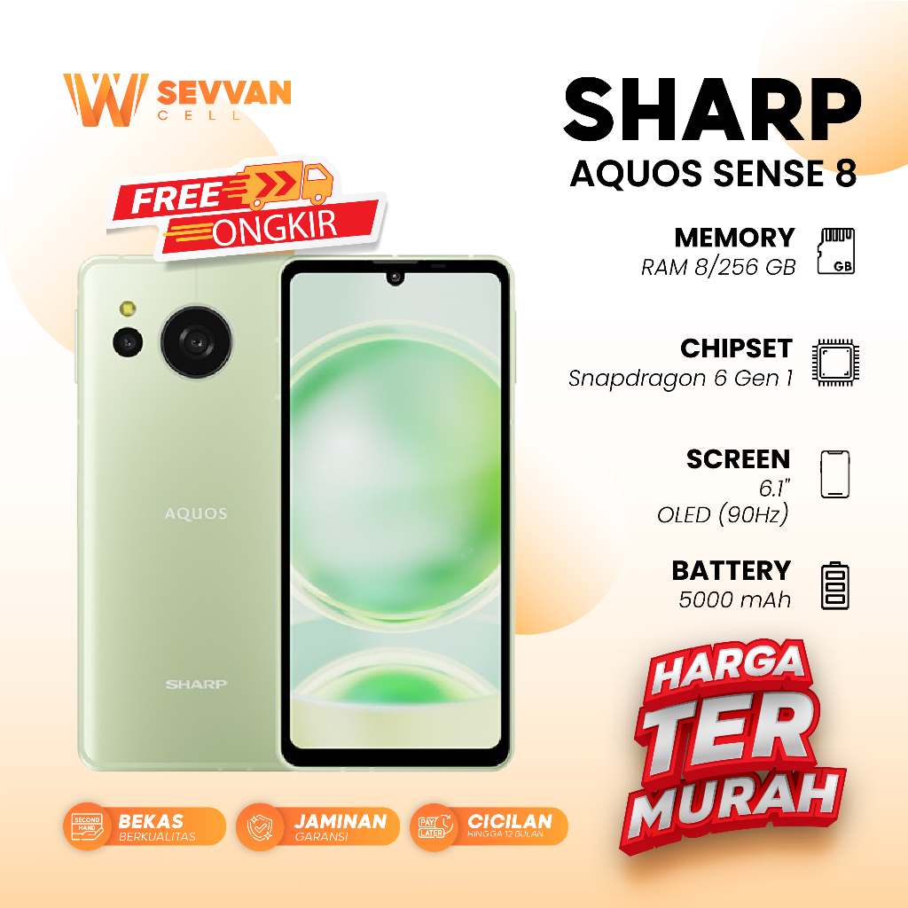 Handphone Sharp Aquos Sense 8 Ram 8 256GB