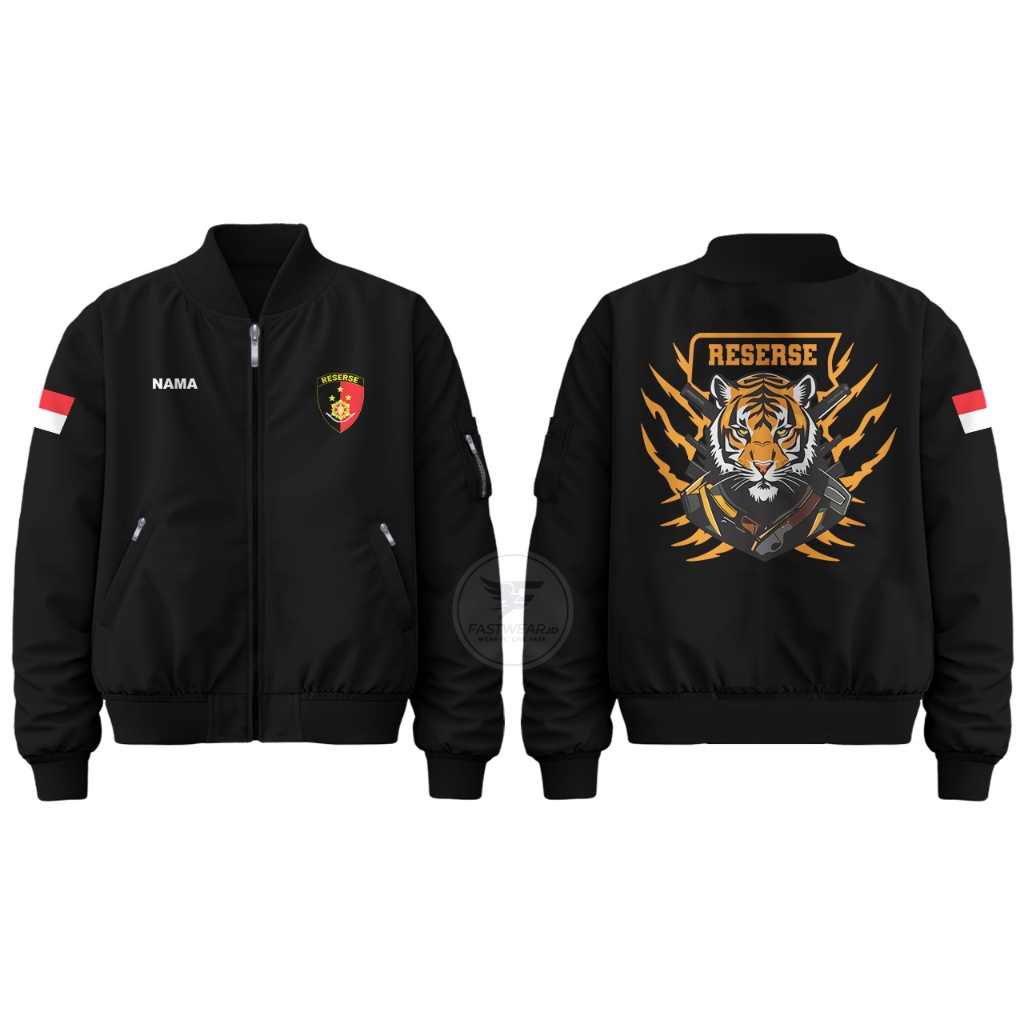 Jaket Bomber Reserse Polri Tiger Costum Waterproof Premium