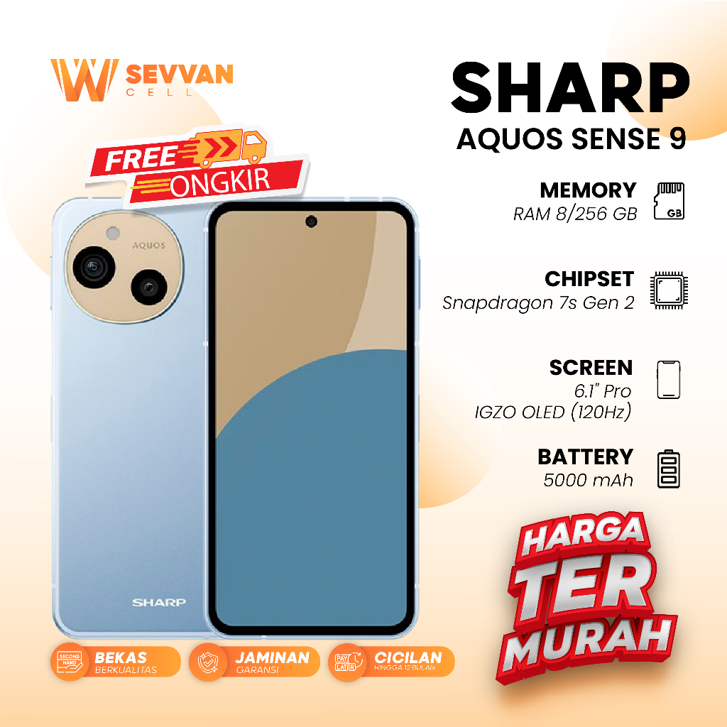 Handphone Sharp Aquos Sense 9 Ram 8 256 GB