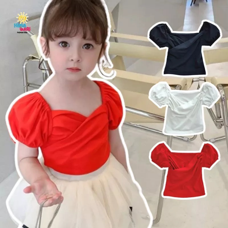ATASAN ANAK PEREMPUAN CALISTA LENGAN BALON PENDEK POLOS OOTD PREMIUM (HANYA ATASAN SAJA)