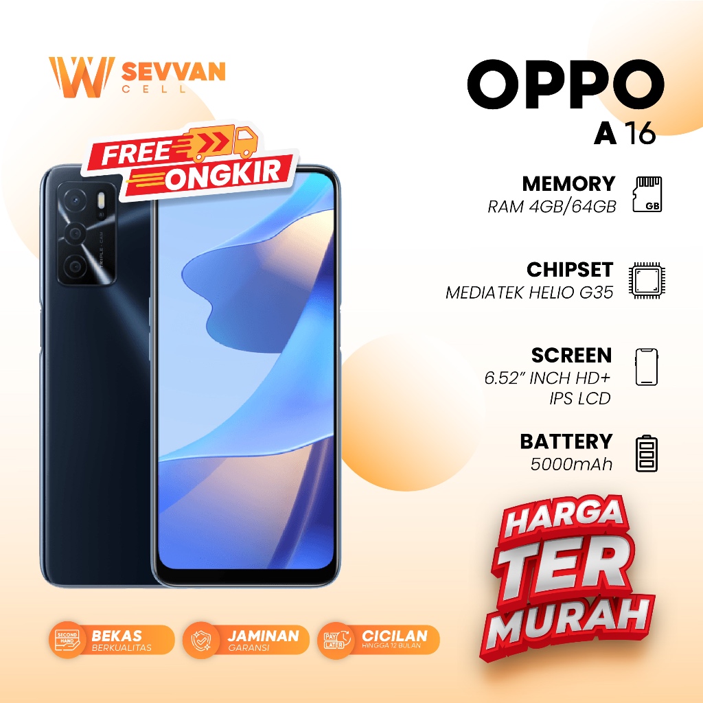 Handphone Oppo A16 Ram 4 64 GB