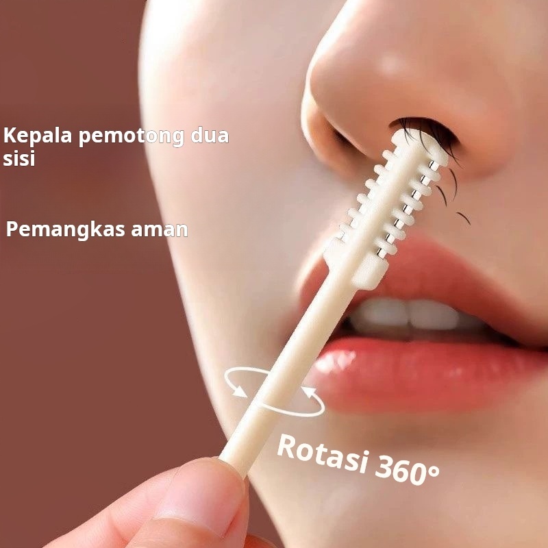 Alat pemangkas bulu hidung manual dua sisi yang dapat berputar, alat pemangkas bulu hidung pria, ala