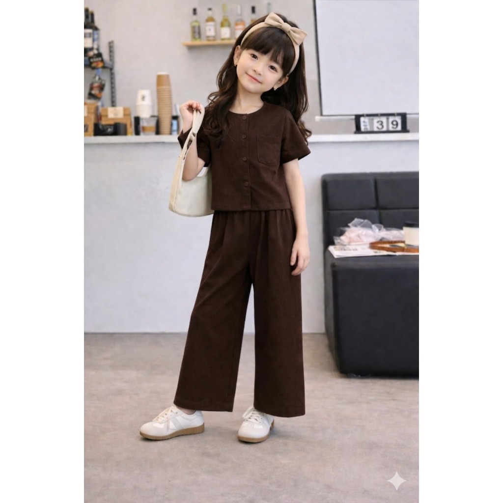 ONE SET ANAK CEWE USIA 3-12 TAHUN / BAJU SETELAN POLOS BAHAN KATUN TOYOBO