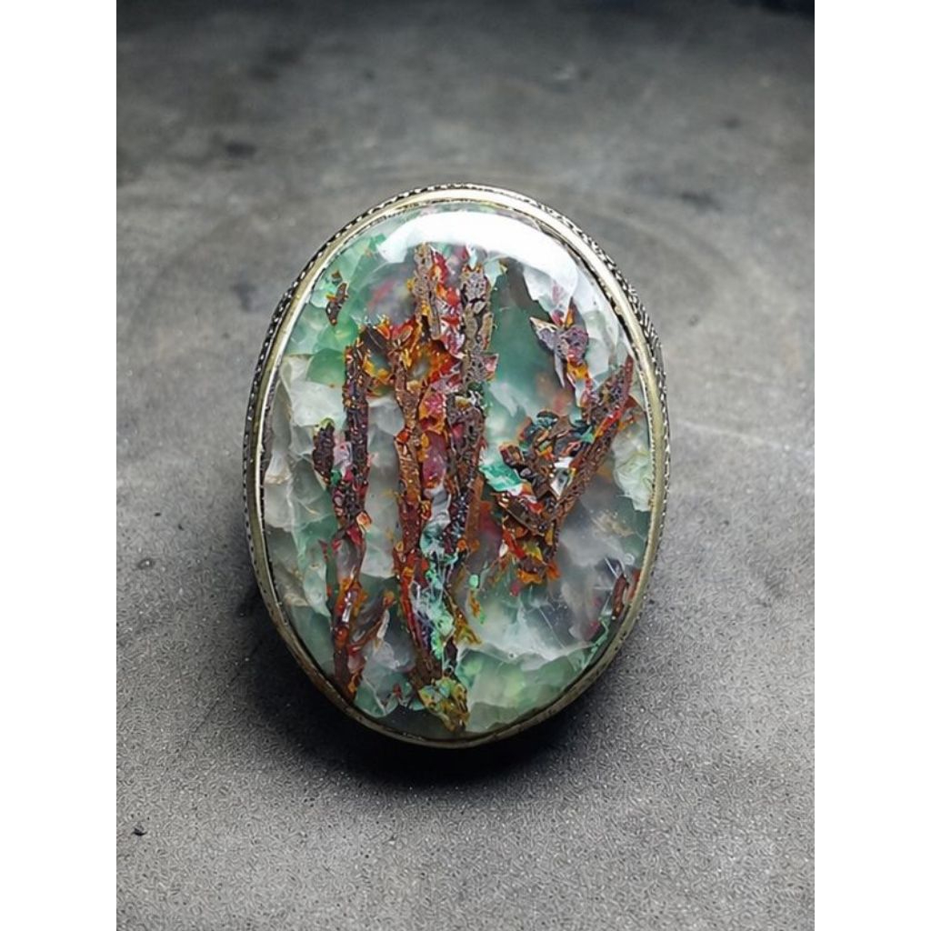 cincin batu akik tembaga pancawarna