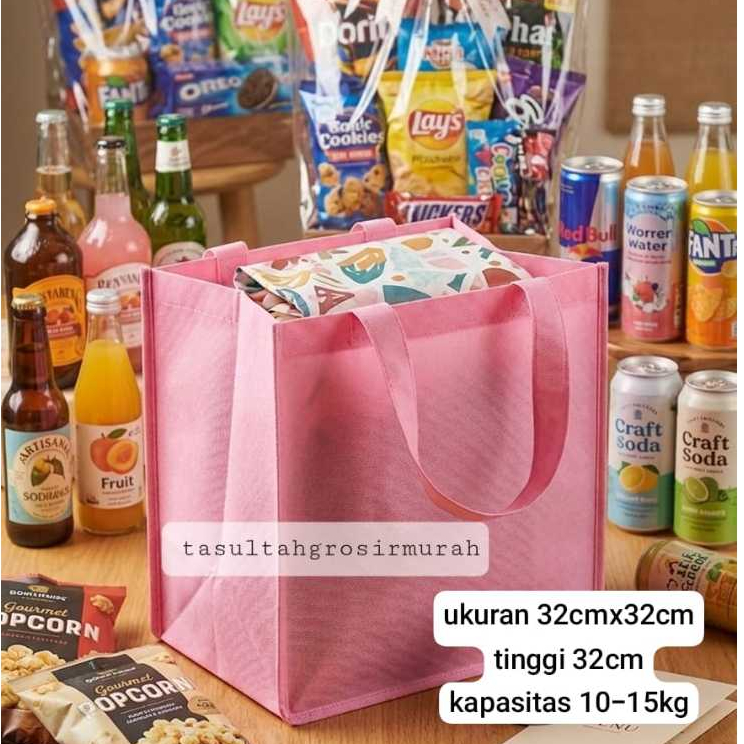 1pc tas spunbond 30x30x30 cm 35x20x45 utk dus kue tart / hajatan / tumpeng / pizza / nasi besek kota