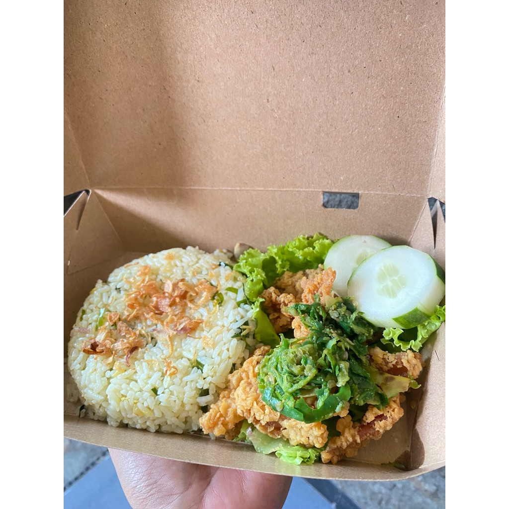 nasi jeruk kulit ayam crispy sambal ijo