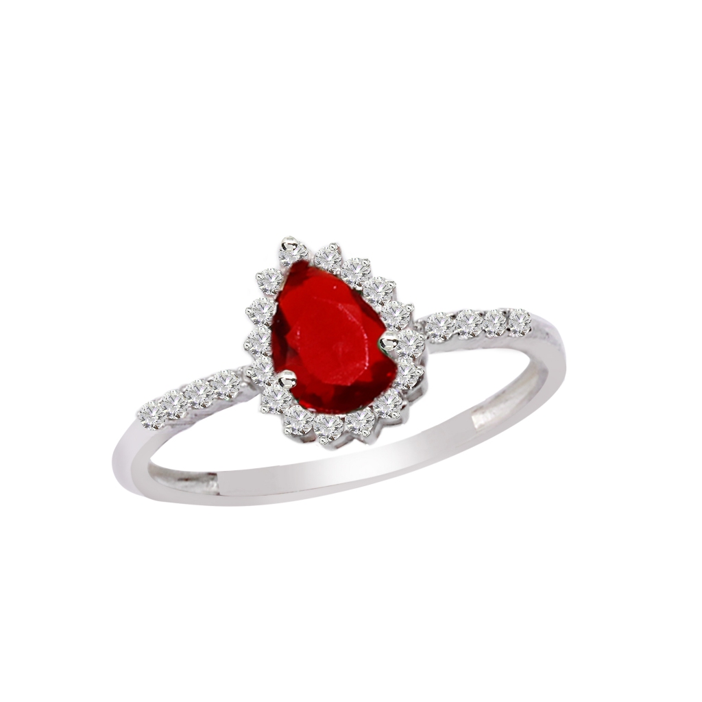 LUNA Perhiasan Wanita - Cincin Batu Pear Warna 4x6 Perak Asli - Silver 925