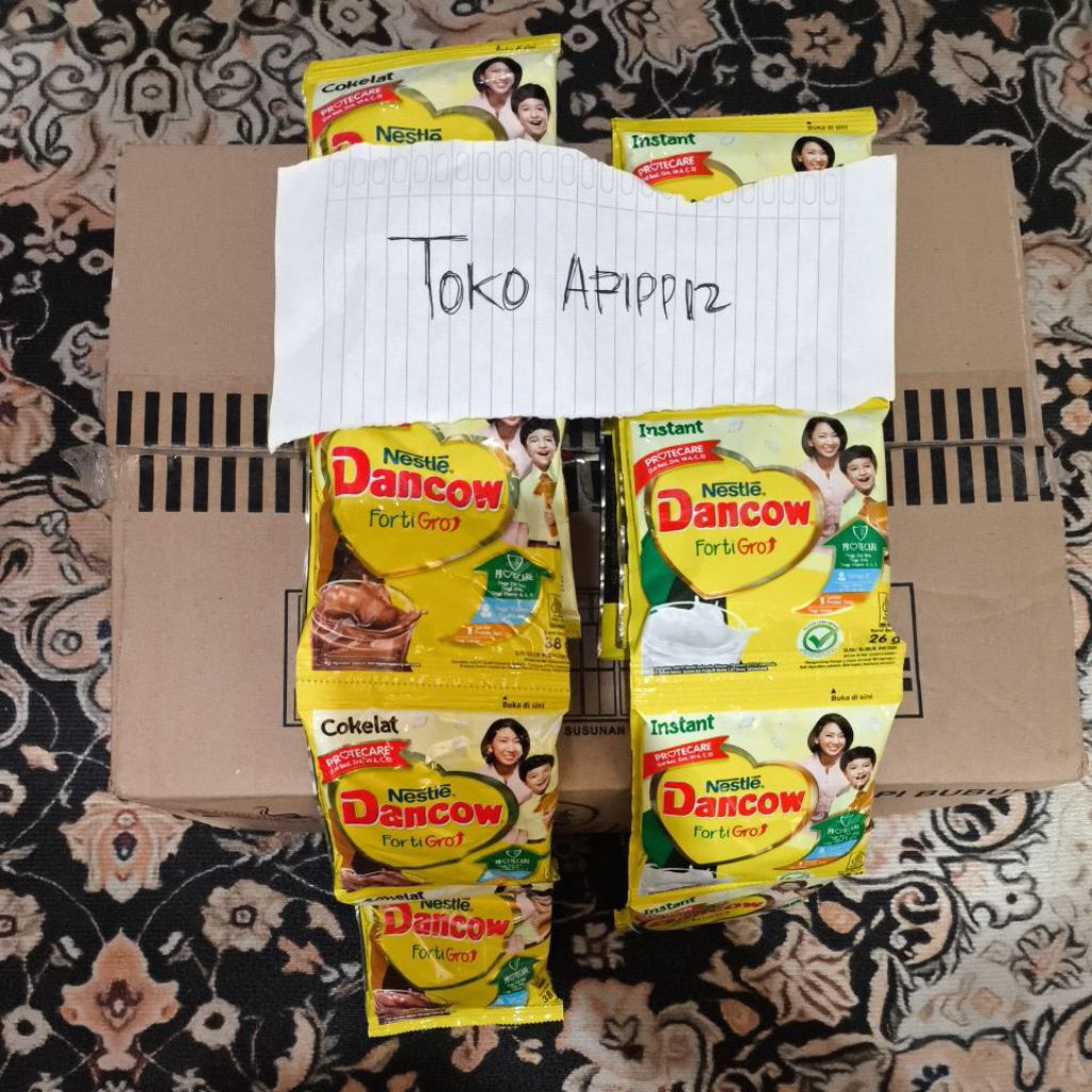 DANCOW FortiGro Susu Bubuk Original 26gr/Cokelat 38gr Sachet 1Renceng (10pcs)