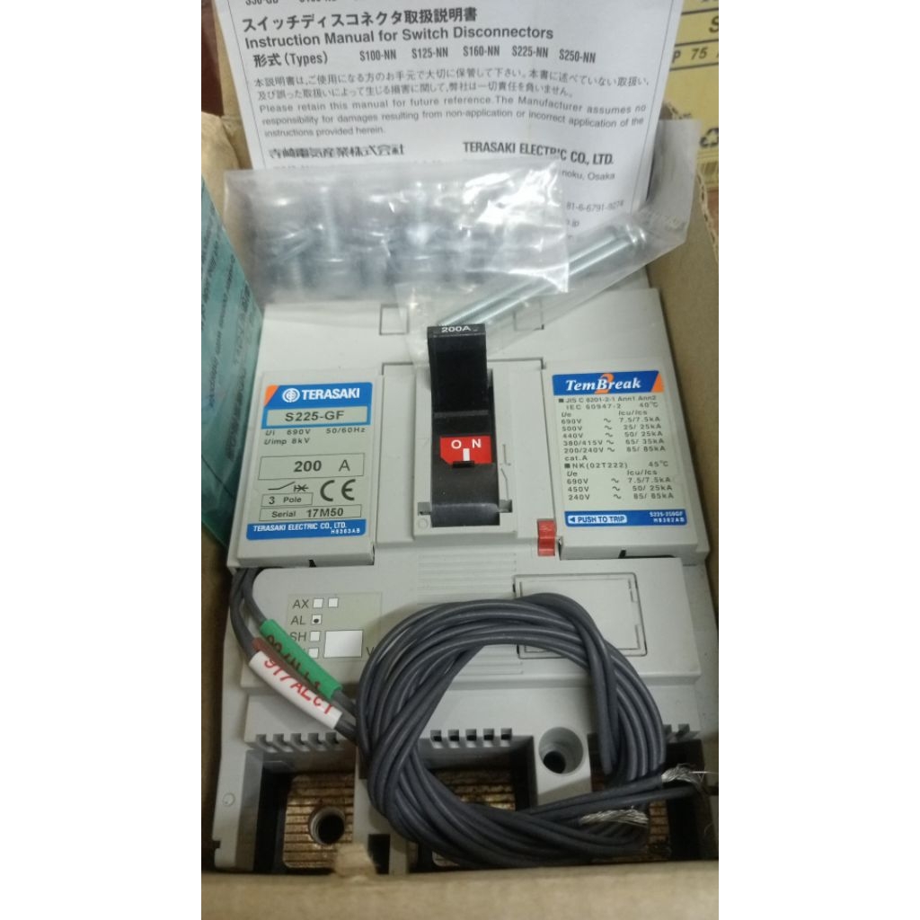 MCCB TERASAKI S225-GF 3P 200A BARANG ORIGINAL