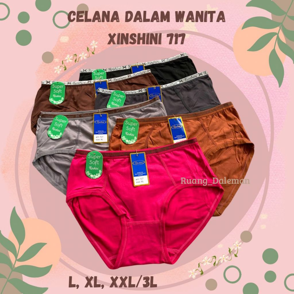RD 3 PCS Celana Dalam Wanita XINSHINI 717, Cd Wanita Dewasa Lembut, Adem, Dan Menyerap Keringat