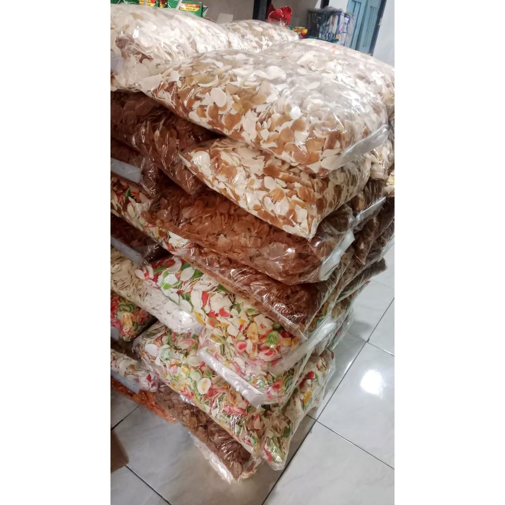 (1 Ball 5 Kg) Patahan Remukan Kerupuk Bawang Mentah