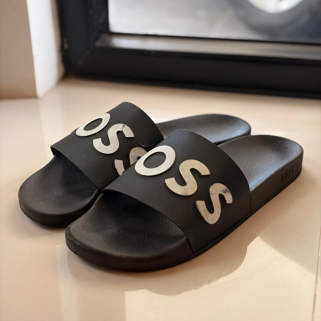 Sandal Slides Hugo Boss Hitam Original [SECOND]