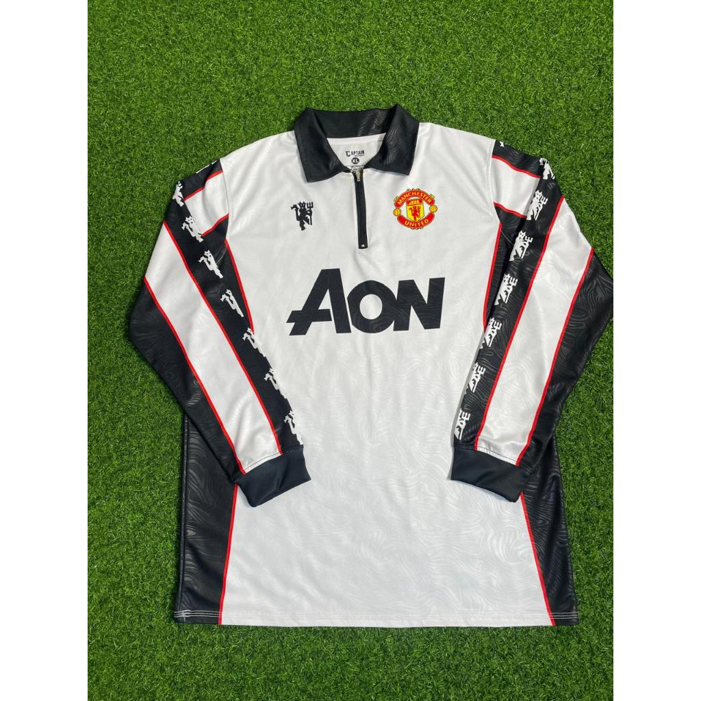 ARENA SPORTWEAR JERSEY MANCHESTER UNITED AON PUTIH RETRO LENGAN PANJANG