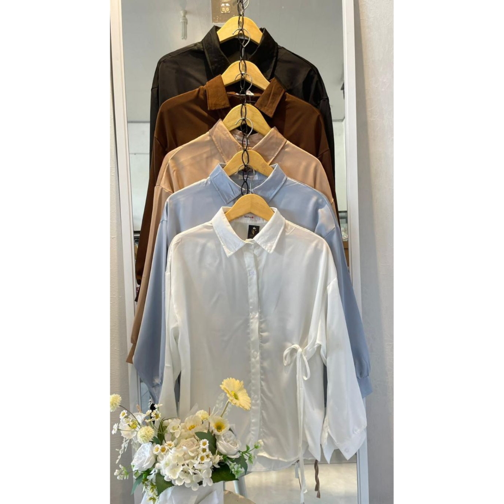 Atasan wanita kemeja satin silk premium new