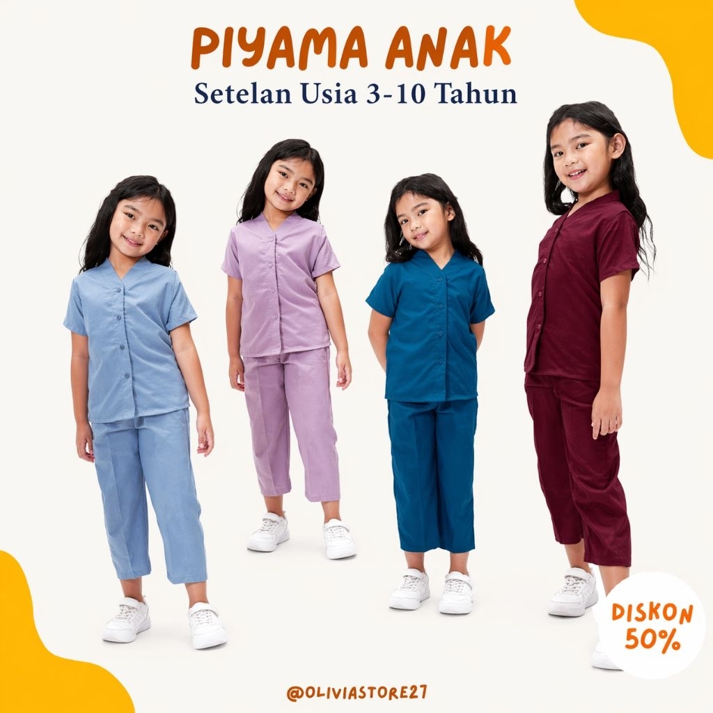 Set Piyama Anak Setelan Anak Perempuan Dan Laki Laki Usia 3-10 Tahun Baju Tidur Piama Unisex