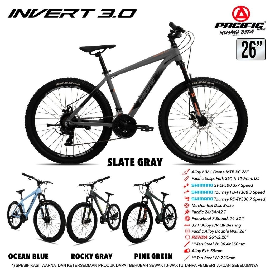 SEPEDA GUNUNG 26 / 27,5 INCH MTB PACIFIC INVERT 3.0 26" 27,5" OPERAN SHIMANO ORIGINAL MURAH SURABAYA