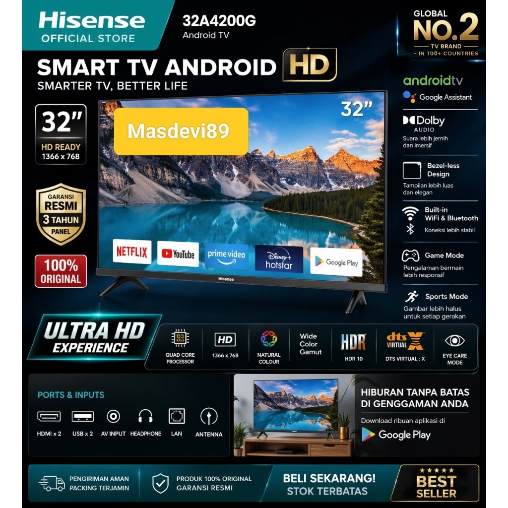 Hisense 32A4200G Android Tv digital