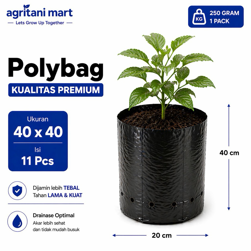 Polybag 40 x 40 cm isi 10 pcs/pack - Plastik Tanaman Hitam / Polibag - Polibeg / Pot Planter Benih