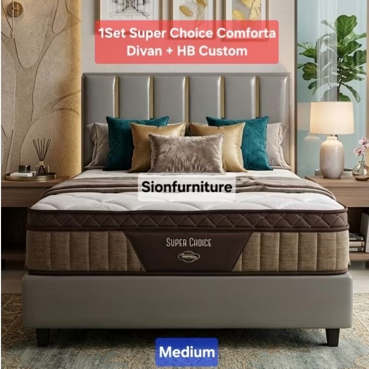 1SET SUPER CHOICE (DIVAN+HB CUSTOM) COMFORTA SPRINGBED
