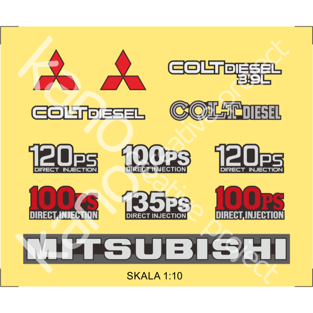 STICKER EMBLEM MINIATUR TRUK MITSUBISHI UMPLUNG + RAGASA | VINYL TAHAN AIR | SKALA 1:10 1:12 1:14 1: