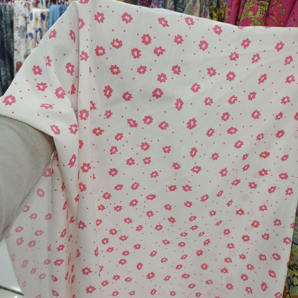 kain katun motif bunga kecil - kain katun silky serat linen motif premium - kain katun silky pilihan