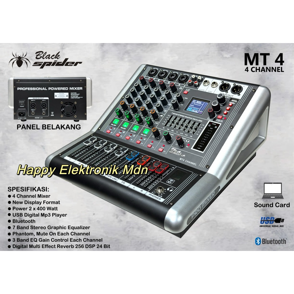 Power mixer 4 channel BlackSpider MT14 Black spider MT14 Black Spider Power mixer Black spider 4 ch
