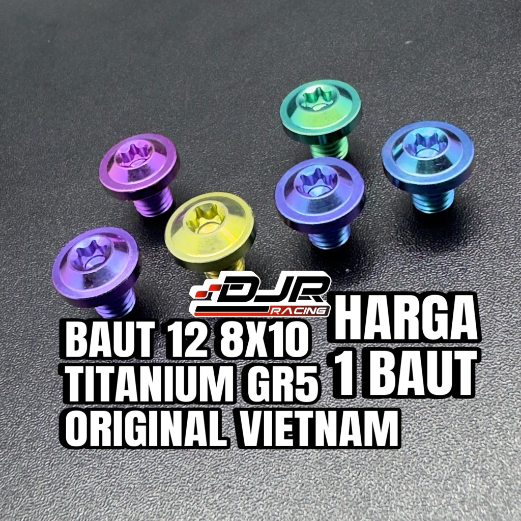 Baut 12 Titanium 8x10 Big Head baut 12 panjang 1cm Original Vietnam