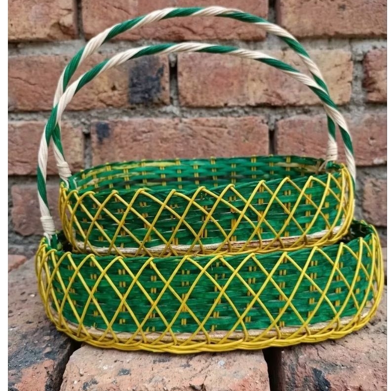 1 Set 2Keranjang Nanasan Rotan premium dengan parsel hantaran buah serbaguna Desain Unik dan Tahan L