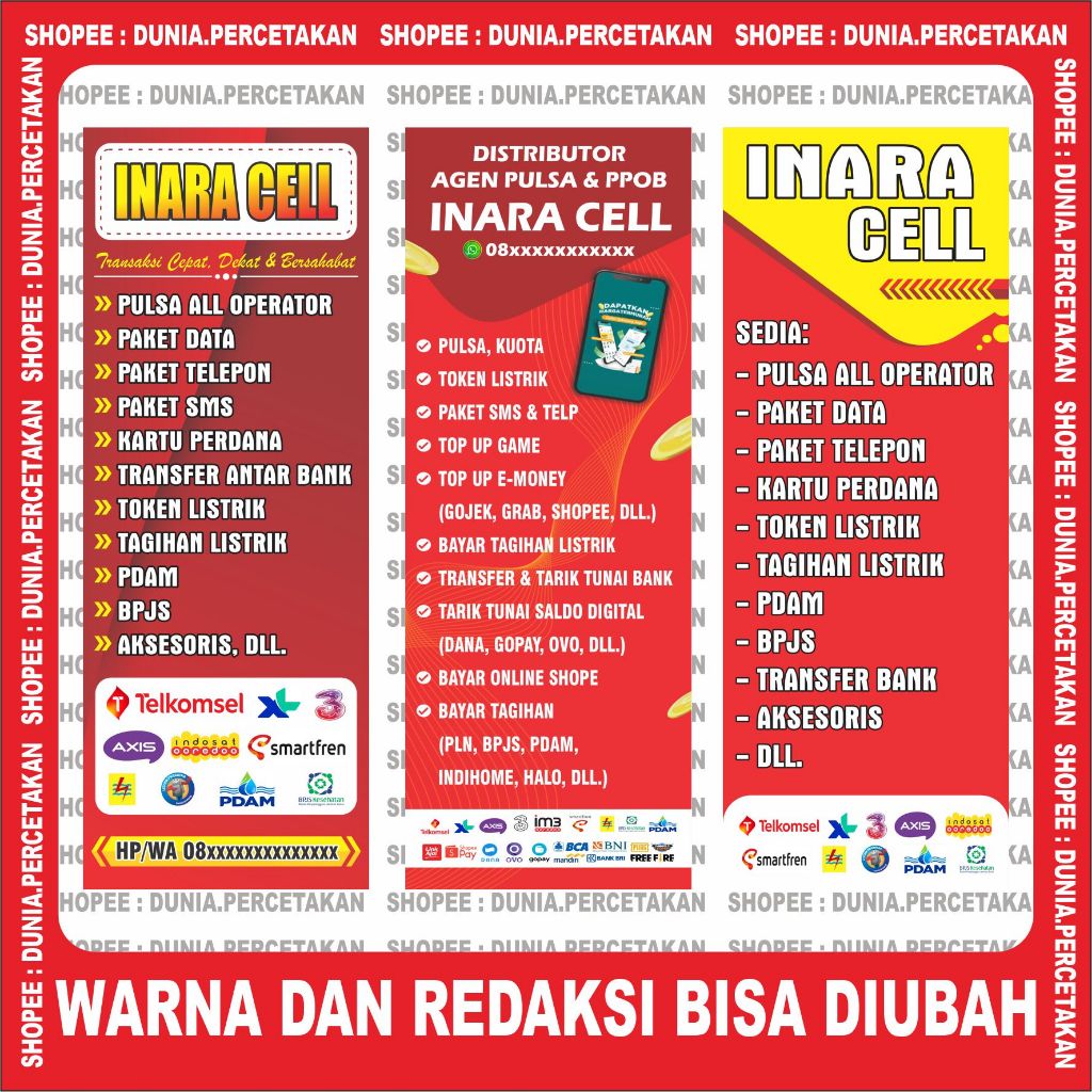 SPANDUK KONTER BERDIRI (GRATIS EDIT)