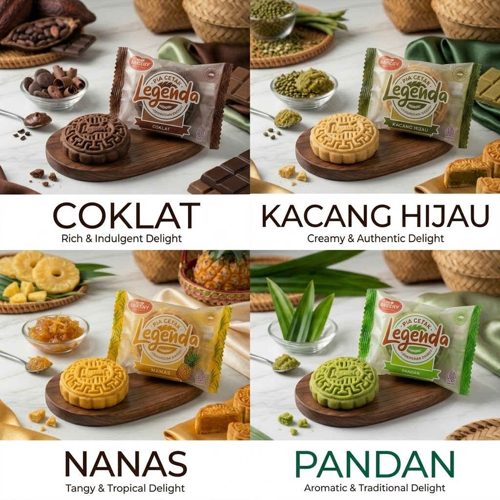 Pia Cetak Legenda Premium - Kue Bulan Tahan Lama Mooncake HALAL Rasa Tradisional Indonesia