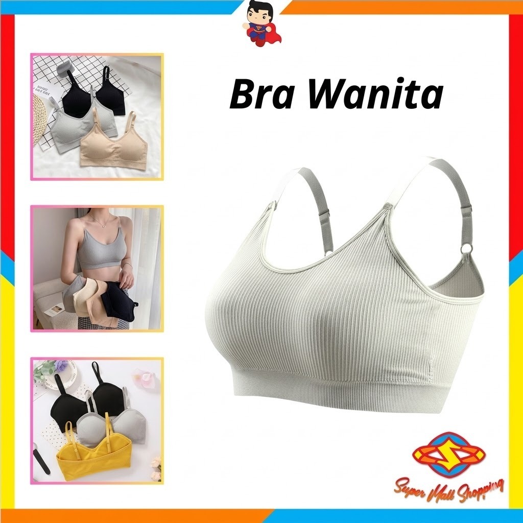 SMS Bra Wanita Tanpa Kawat 6715 Bahan Rajut Bra Model Seamless dengan Tali Strap dan Isi Busa Bra Sp