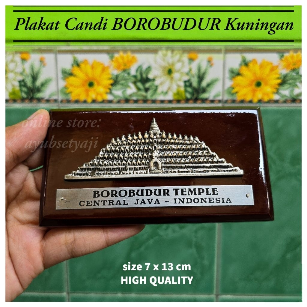 Plakat Candi BOROBUDUR Kuningan Warna Silver Antique Dekorasi Meja Kantor motiv Candi Borobudur Jogj