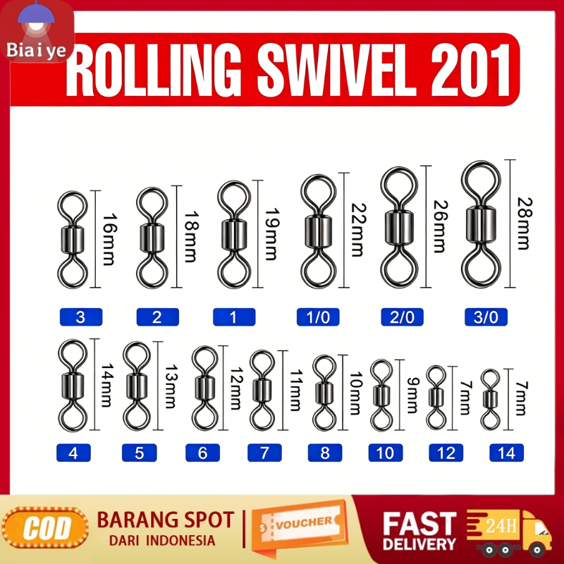 Kili Kili Pancing Rolling Swivel 201 1000 Pcs