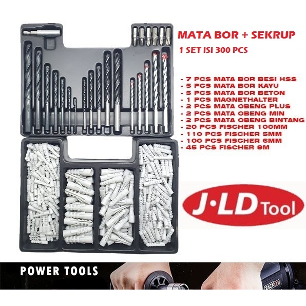 JLD Mata Bor Set 300 Pcs Fiser - Multifungsi, Mudah Dibawa, Desain Modern