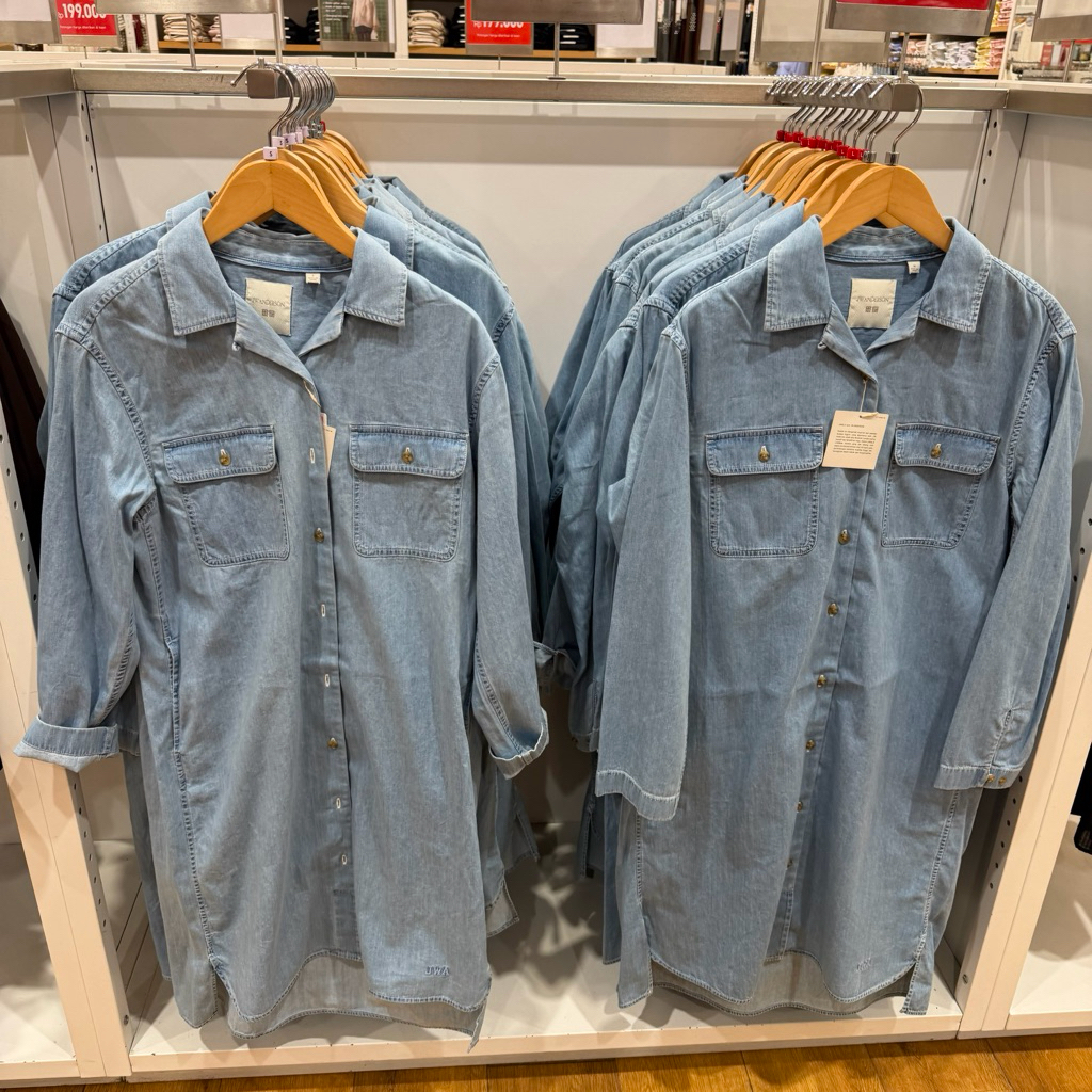 gaun kemeja kerah terbuka uniqlo x Jw anderson cewek