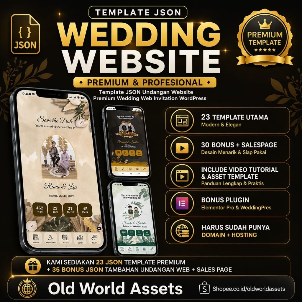 Template JSON Undangan Website Premium Wedding Web Invitation wordpress
