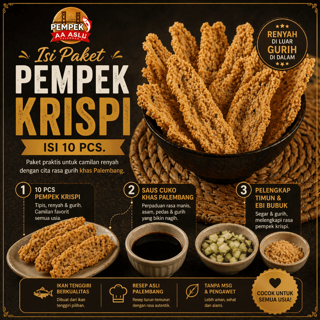 Pempek Kulit Krispi Ikan Tenggiri + Cuko Pempek Asli Palembang
