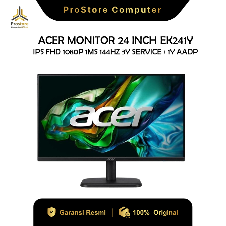 ACER MONITOR 24 INCH EK241Y IPS FHD 1080P 1MS 144HZ 3Y SERVICE + 1Y AADP