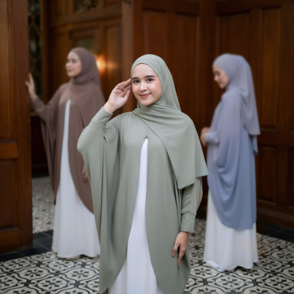 Gamis Alika Muslimah Syari Hijab Outer Dress Muslimah Jersey Zoya Premium