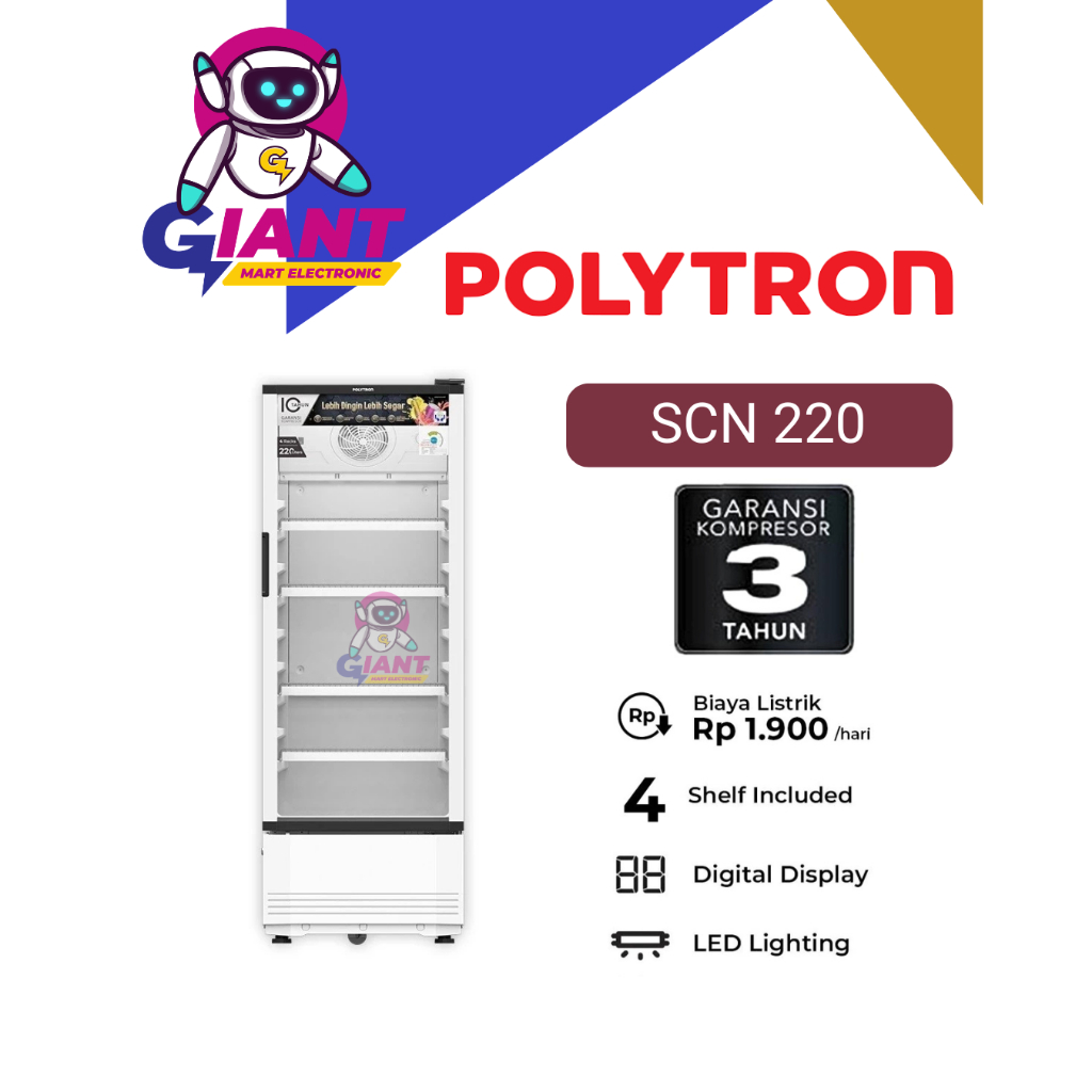 SHOWCASE POLYTRON SCN 220 / SCN220 / SCN-220 230 LITER 4 RAK