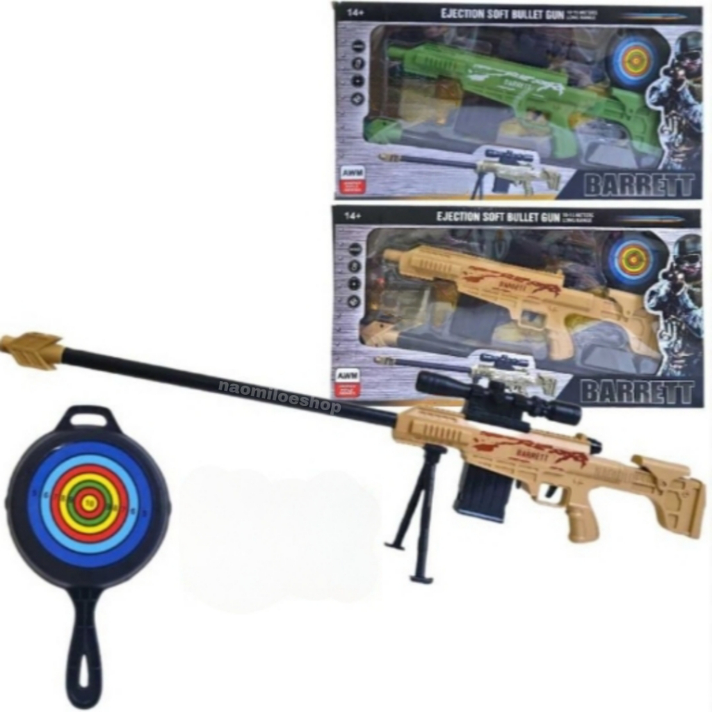 BARRET GUN Mainan Tembakan Sniper Ejection Soft Bullet Gun + AWM SHELL