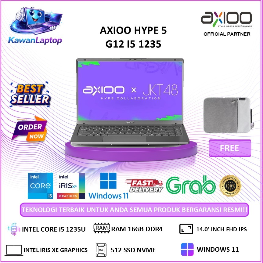 AXIOO HYPE 5 G12 I5 1235 16GB 512GB DOS 14.0FHD IPS BLK