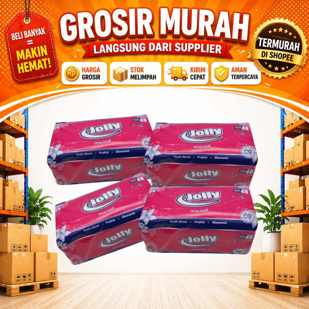 Tisu Jolly 250 Sheets Isi 4 Pcs | Tisu Wajah Lembut Serbaguna | Grosir Murah