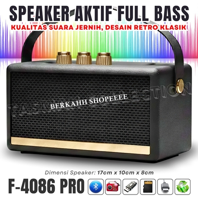 Speaker Full Bass Charger USB Tipe-C Bisa Bluetooth Radio USB TD Card LED  FLECO F-4086 PRO