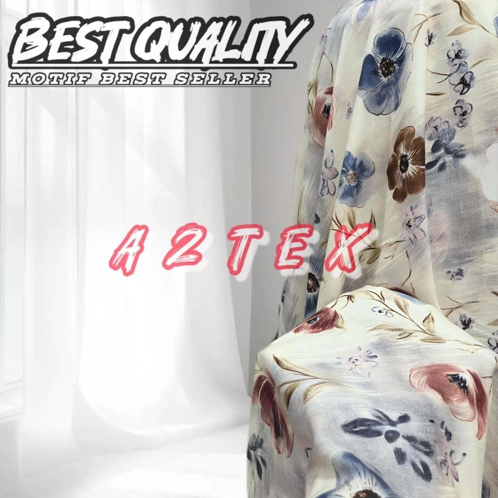 Kain katun rayon Viscose premium - Kain katun rayon motif floral ekslusif - Kain rayon original - Ha