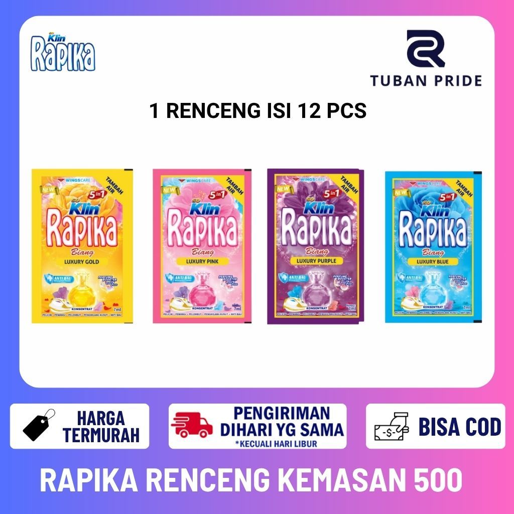 [TP] 1 RENCENG ISI 12 PCS Rapika 500an Biang Sachet 5 in 1 Sachet 500 an Wings Isi Gold Biru Luxury 