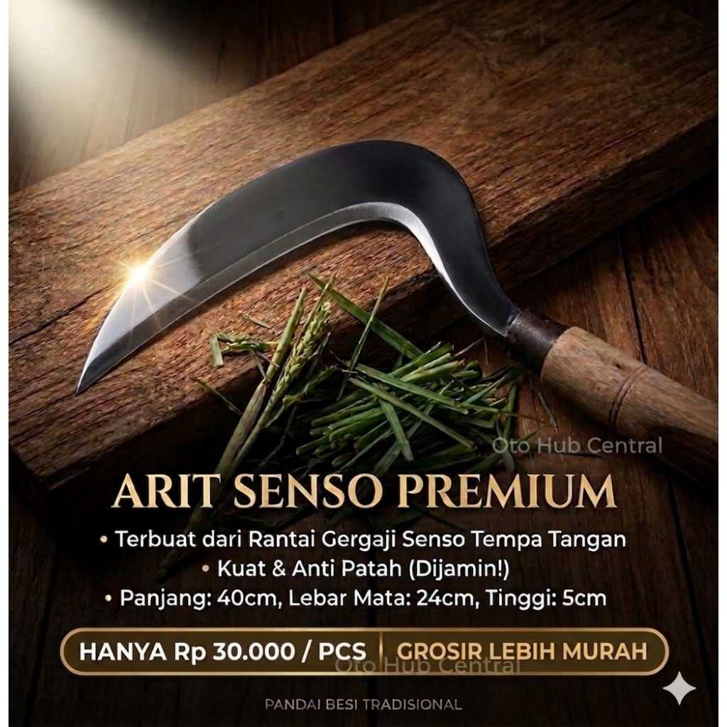 Arit Rumput Besar Baja Gergaji Senso Super Tajam Anti Patah 40cm - Sabit Rumput Pertanian Tradisiona